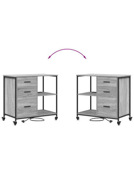 Mobile per Ufficio con ruota Grigio sonoma 76 x 41 x 72 cm