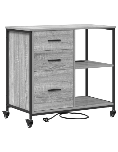 Cabina con Stazione di Ricarica Grigio Sonoma 76 x 41 x 72 cm