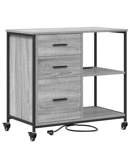 Mobile per Ufficio con ruota Grigio sonoma 76 x 41 x 72 cm
