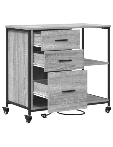 Cabina con Stazione di Ricarica Grigio Sonoma 76 x 41 x 72 cm