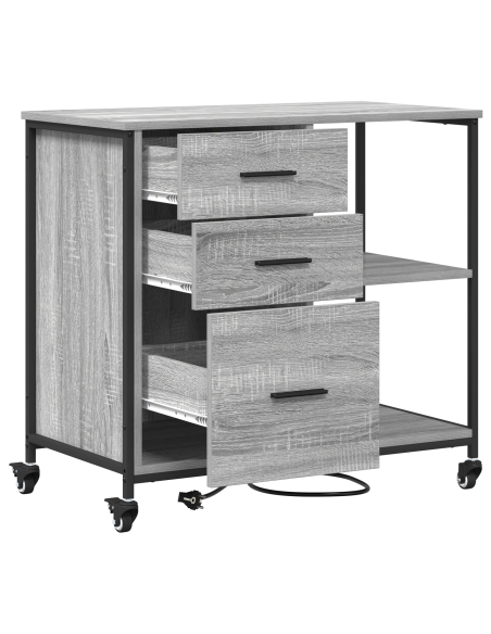 Mobile per Ufficio con ruota Grigio sonoma 76 x 41 x 72 cm