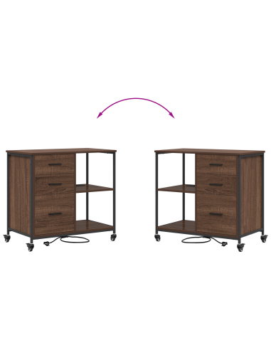 Cabina con Stazione di Ricarica Rovere Marrone 76 x 41 x 72 cm