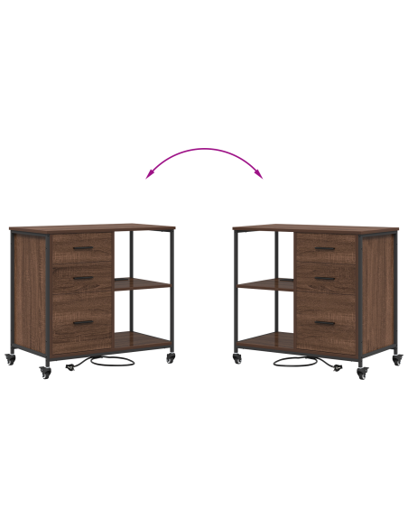 Cabina con Stazione di Ricarica Rovere Marrone 76 x 41 x 72 cm