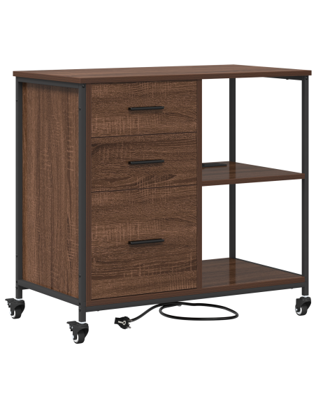 Mobile per Ufficio con ruota Rovere marrone 76 x 41 x 72 cm