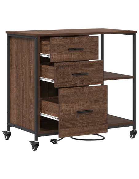 Mobile per Ufficio con ruota Rovere marrone 76 x 41 x 72 cm