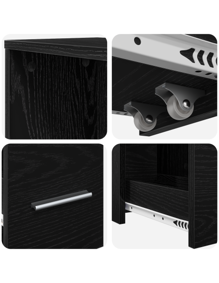 Armadio da Bagno Stretto Rovere nero 22 x 41 x 135 cm