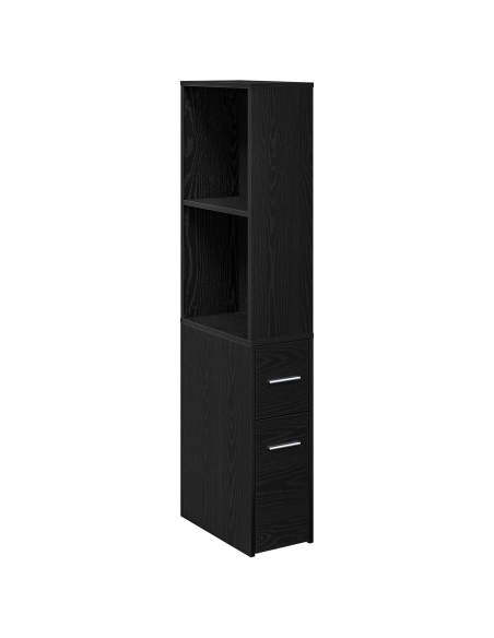 Armadio da Bagno Stretto Rovere nero 22 x 41 x 135 cm
