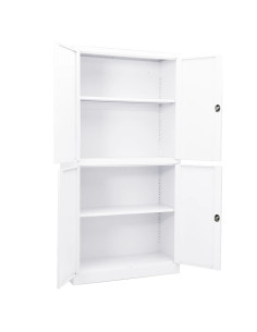 Armadio per Ufficio Bianco 90x40x180 cm in Acciaio