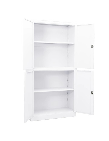 Armadio per Ufficio Bianco 90x40x180 cm in Acciaio