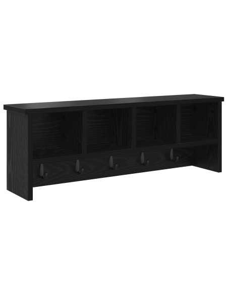 Appendiabiti a muro con lo scaffale Rovere nero 75 x 16 x 26 cm