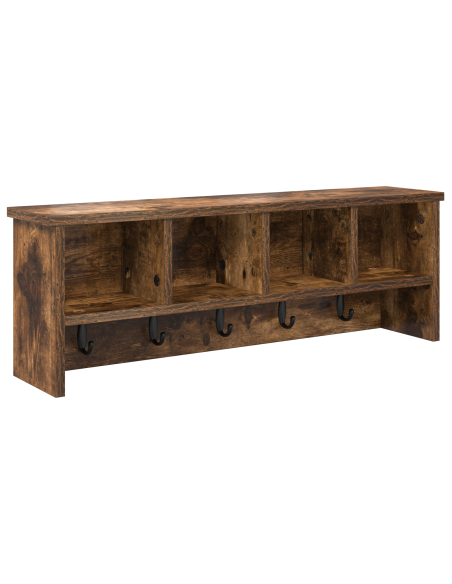 Appendiabiti a muro con lo scaffale Rovere fumo 75 x 16 x 26 cm