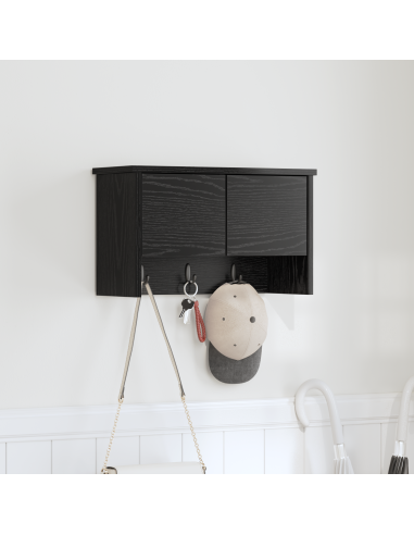 Appendiabiti a muro con lo scaffale Rovere Nero 50 x 20 x 30 cm