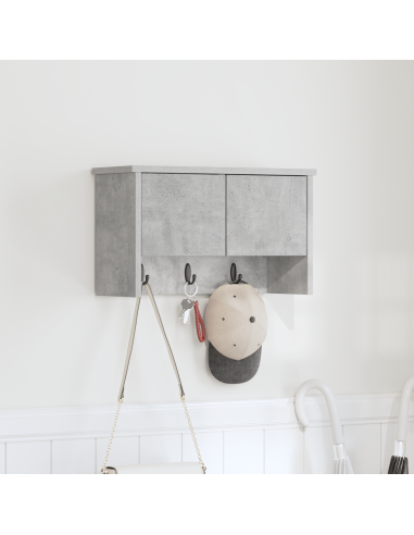 Appendiabiti a muro con porta Grigio cemento 50 x 20 x 30 cm