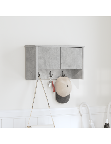 Appendiabiti a muro con porta Grigio cemento 50 x 20 x 30 cm