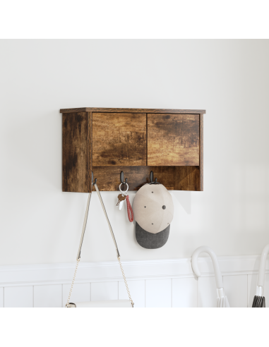 Appendiabiti a muro con lo scaffale Rovere fumé 50 x 20 x 30 cm