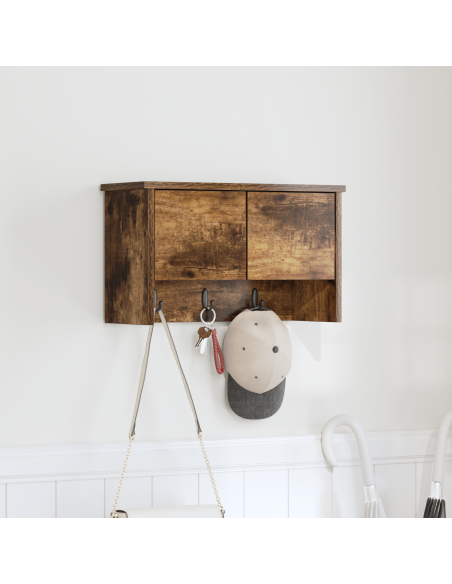 Appendiabiti a muro con lo scaffale Rovere fumé 50 x 20 x 30 cm