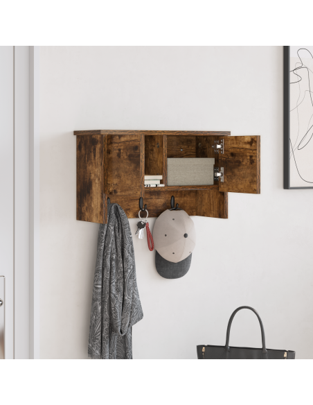 Appendiabiti a muro con lo scaffale Rovere fumo 50 x 20 x 30 cm