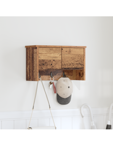 Appendiabiti a muro con porta Legno vecchio 50 x 20 x 30 cm