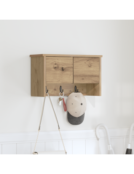Appendiabiti a muro rovere artigianale 50 x 20 x 30 cm