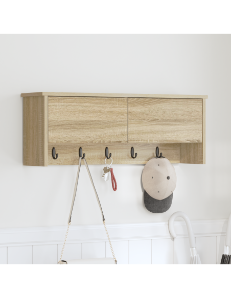 Appendiabiti a muro con porta Rovere Sonoma 80 x 20 x 30 cm
