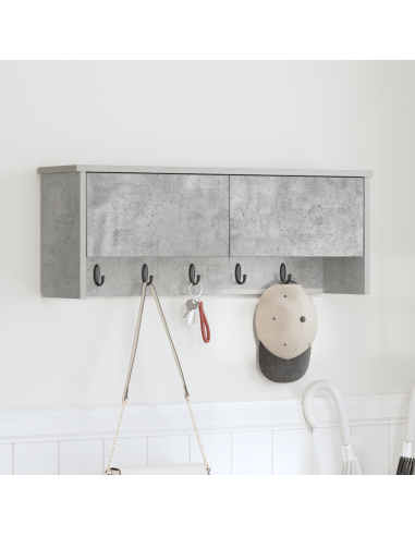 Appendiabiti a muro con porta Grigio cemento 80 x 20 x 30 cm