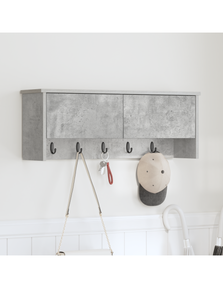 Appendiabiti a muro con porta Grigio cemento 80 x 20 x 30 cm