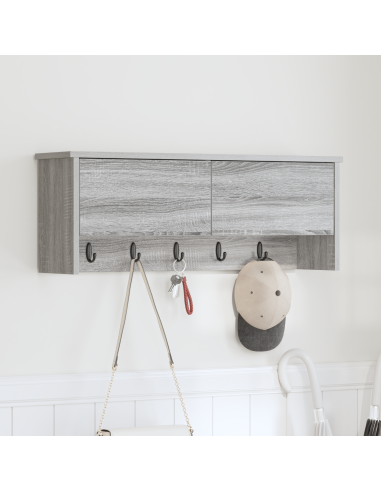 Appendiabiti a muro con porta Grigio Sonoma 80 x 20 x 30 cm