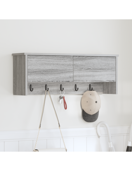 Appendiabiti a muro con porta Grigio Sonoma 80 x 20 x 30 cm