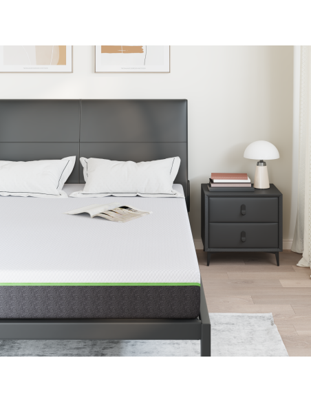 Materasso Bianco e Grigio 140 x 200 cm Tessuto Jacquard