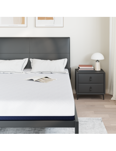 Materasso Bianco e Blu 140 x 200 cm Tessuto Jacquard