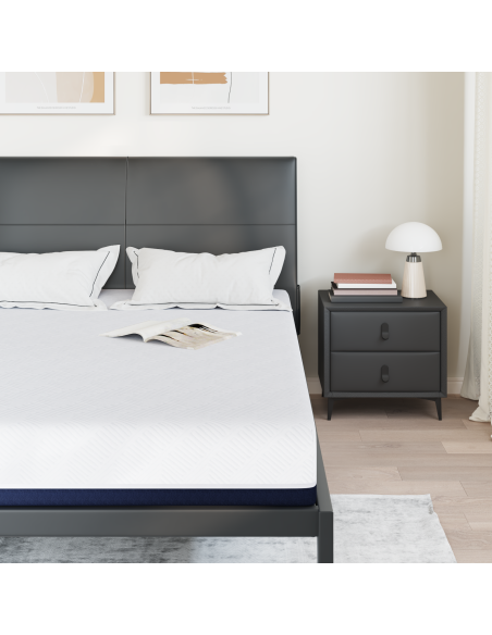 Materasso Bianco e Blu 140 x 200 cm Tessuto Jacquard