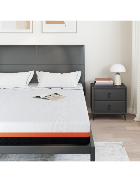 Materasso Bianco e Nero 160 x 200 cm Tessuto Jacquard