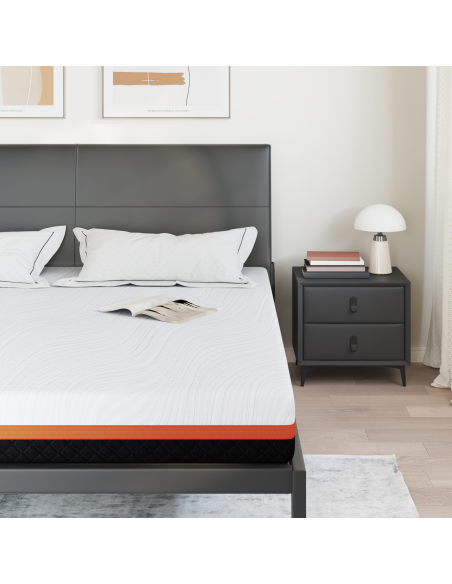 Materasso Bianco e Nero 200 x 200 cm Tessuto Jacquard