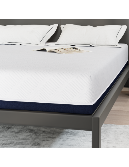 Materasso Bianco e Blu 140 x 200 cm Tessuto Jacquard