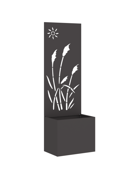 Vaso da Giardino con Pannello Decorativo Nero 50 x 140 cm