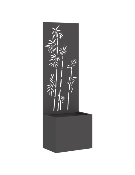 Vaso da Giardino con Pannello Decorativo Nero 50 x 140 cm