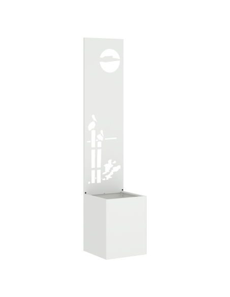 Vaso da Giardino con Pannello Decorativo Bianco 32 x 140 cm