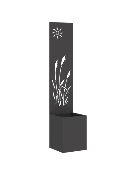 Vaso da Giardino con Pannello Decorativo Nero 32 x 140 cm