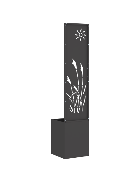 Vaso da Giardino con Pannello Decorativo Nero 32 x 140 cm