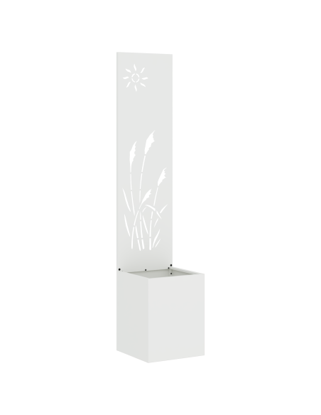 Vaso da Giardino con Pannello Decorativo Bianco 32 x 140 cm