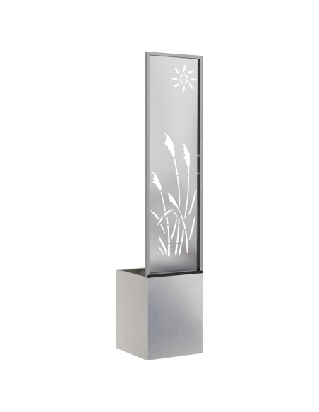 Vaso da Giardino con Pannello Decorativo Argento 32 x 140 cm