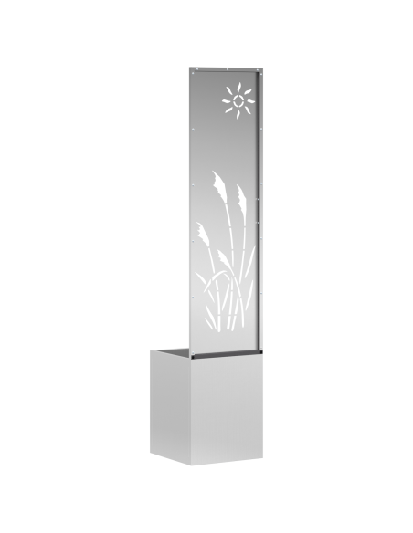 Vaso da Giardino con Pannello Decorativo Argento 32 x 140 cm