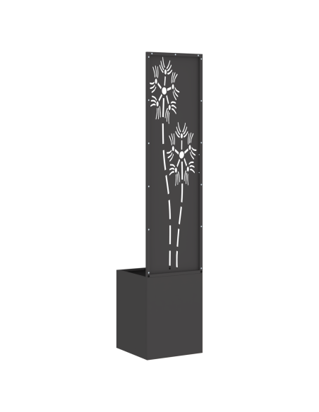 Vaso da Giardino con Pannello Decorativo Nero 32 x 140 cm