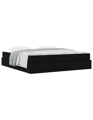 Struttura letto con materasso con materasso 2 pcs Nero Tessuto