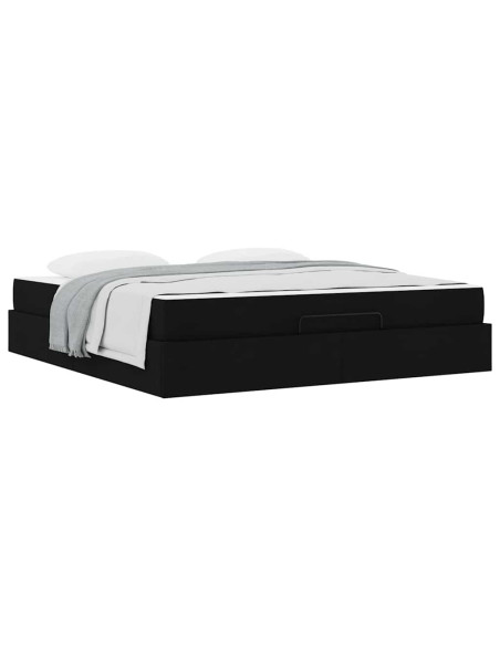 Struttura letto con materasso con materasso 2 pcs Nero Tessuto