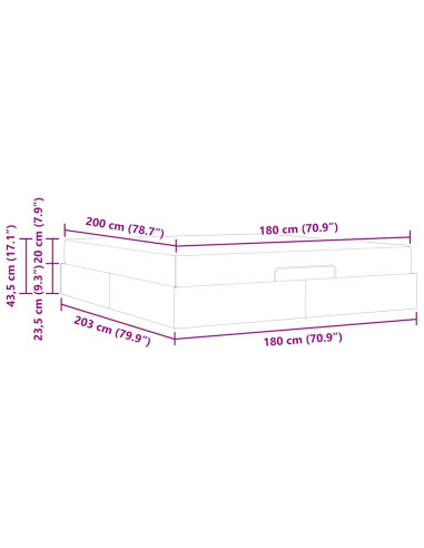 Struttura letto con materasso con materasso 2 pcs Nero Tessuto