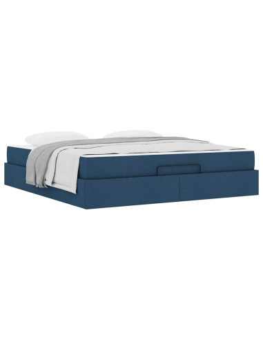 Struttura letto con materasso con materasso 2 pcs Blu Tessuto