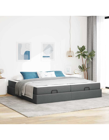 Struttura del letto Altro Grigio scuro 200 x 200 cm Tessuto