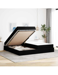 Struttura letto con materasso con materasso 2 pcs Nero Tessuto 2