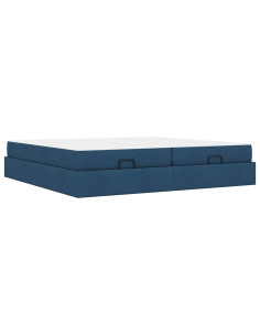 Struttura letto con materasso con materasso 2 pcs Blu Tessuto 2